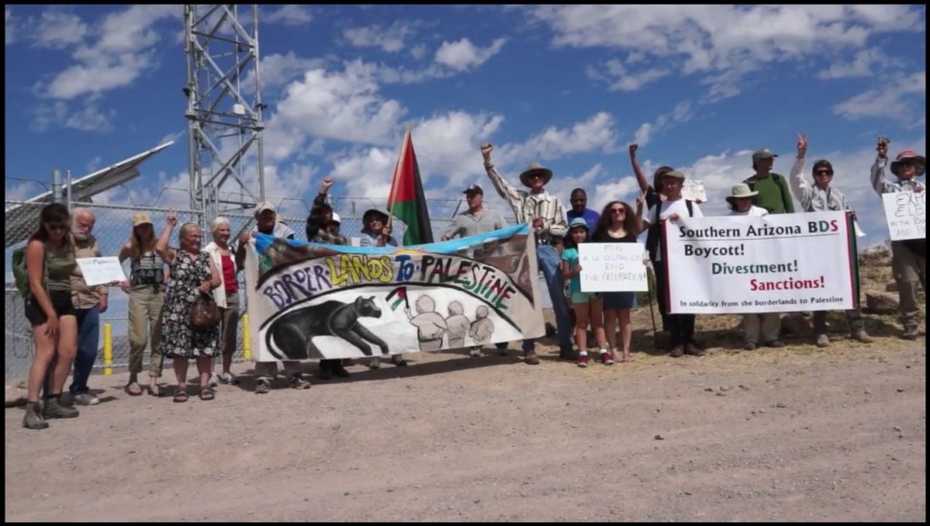 Arizona activists protest Israeli firms militarizing the border, May 2015.
